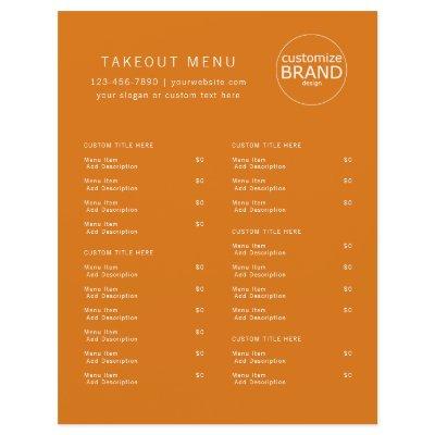 Restaurant Takeout Catering Orange Logo Menu