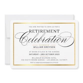 RETIREMENT CELEBRATION DINNER modern gold black Invitation