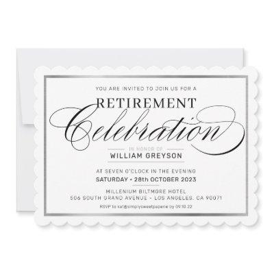 RETIREMENT CELEBRATION DINNER modern silver black Invitation