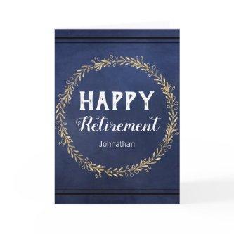 Retirement Faux Foil Wreath Blue Card