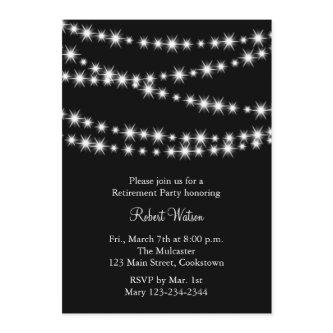 Retirement Party Black Twinkle Lights Invitation