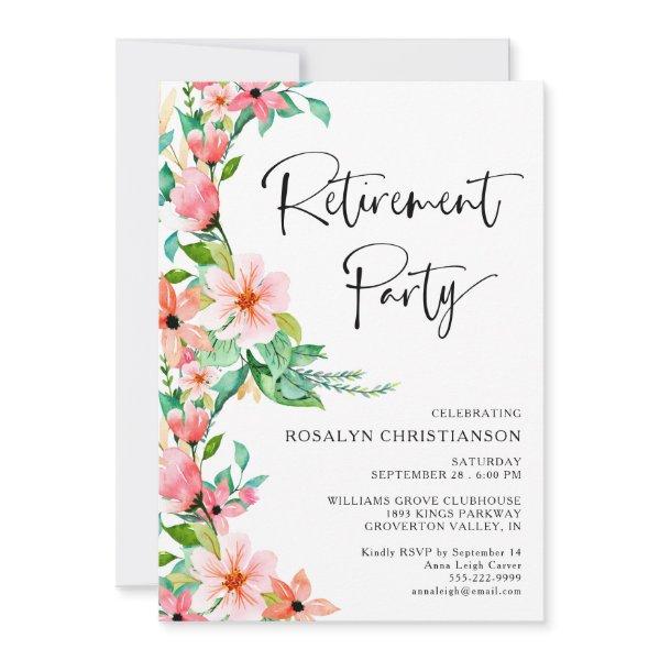 Retirement Party Tropical Floral Script