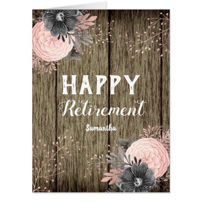 Retirement Rustic Wood and Floral Card