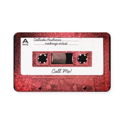 Retro 80's Coral Glitter Cassette Tape Mixtape