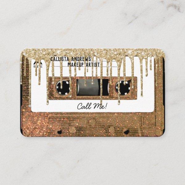 Retro 80's Gold Glitter Drip Cassette Tape Mixtape