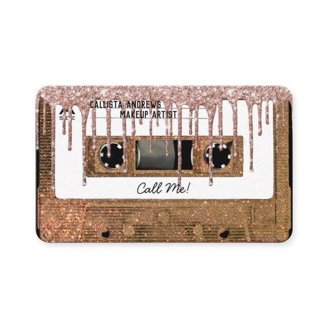 Retro 80's Gold Glitter Drip Cassette Tape Mixtape