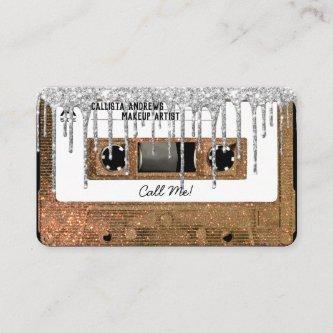 Retro 80's Gold Glitter Drip Cassette Tape Mixtape
