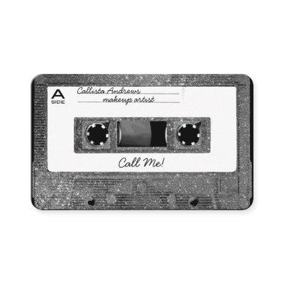 Retro 80's Silver Glitter Cassette Tape Mixtape