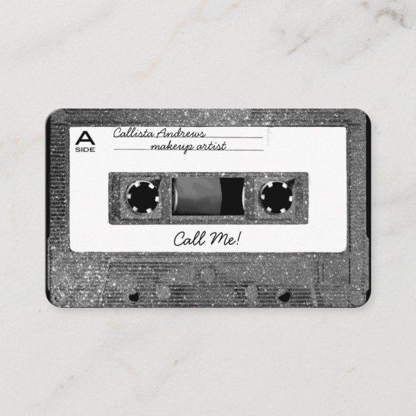 Retro 80's Silver Glitter Cassette Tape Mixtape