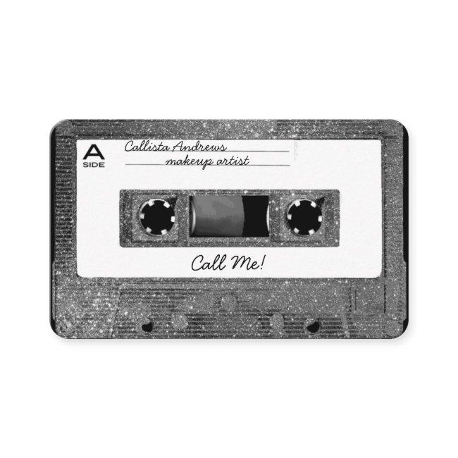 Retro 80's Silver Glitter Cassette Tape Mixtape
