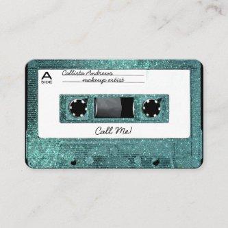 Retro 80's Teal Glitter Cassette Tape Mixtape