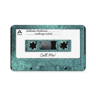 Retro 80's Teal Glitter Cassette Tape Mixtape