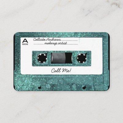 Retro 80's Teal Glitter Cassette Tape Mixtape