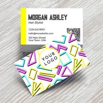 Retro 90s Geometric Yellow Accents QR Code