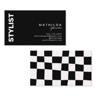Retro Abstract Black White Checkerboard Artsy
