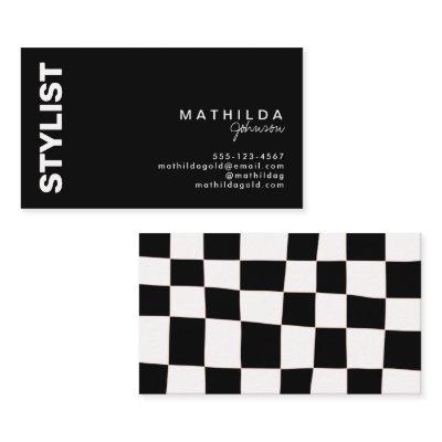 Retro Abstract Black White Checkerboard Artsy