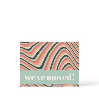 Retro Abstract Wavy Stripes Peach Moved Address Postcard