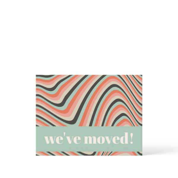 Retro Abstract Wavy Stripes Peach Moved Address Postcard