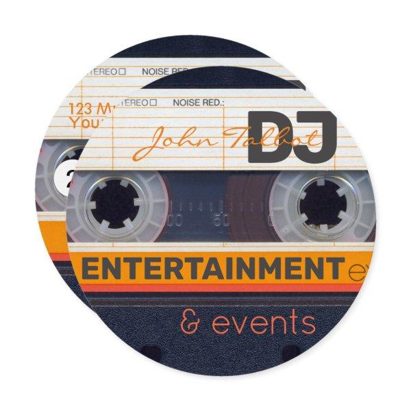 Retro Audiotape Cassette 80s DJ Business Round C Holiday Card