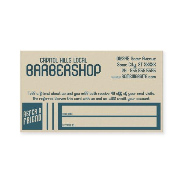 retro barbershop referral program