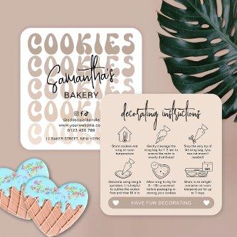 Retro Beige DIY Cookie Decorating Instructions Square