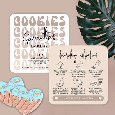 Retro Beige DIY Cookie Decorating Instructions Square