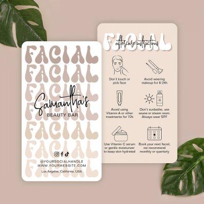 Retro Beige Trendy Facial Care Instructions Salon