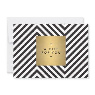 Retro Black and White Pattern Gold Name Gift Cert