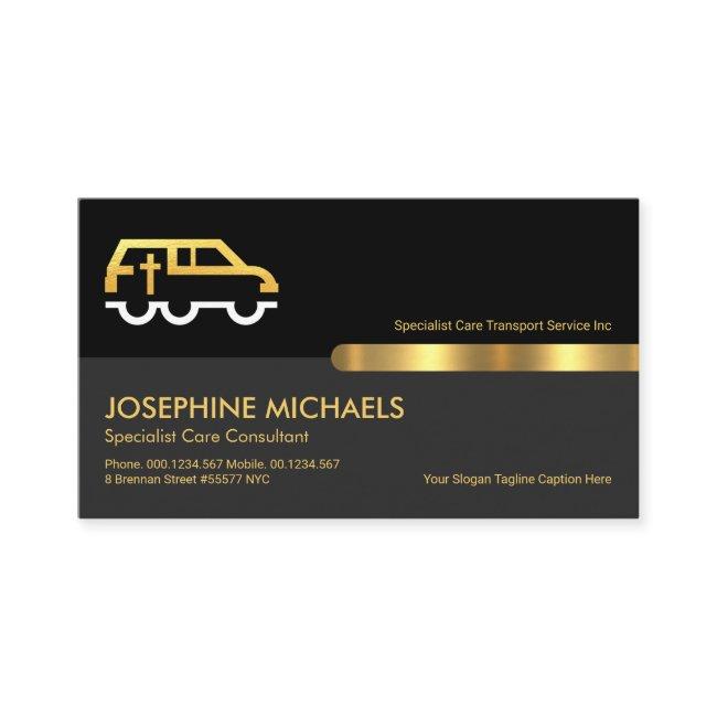 Retro Black Gold Stripe Line Memorial Transport