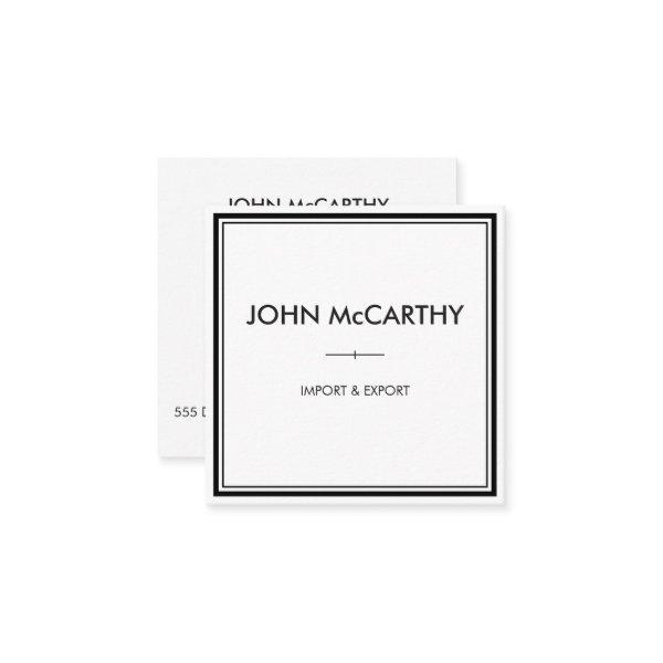 Retro Black White Professional Elegant Minimalist  Square