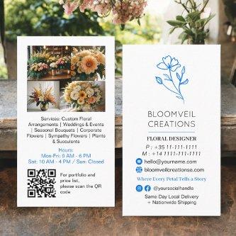 Retro blue minimalist florist photos qr code
