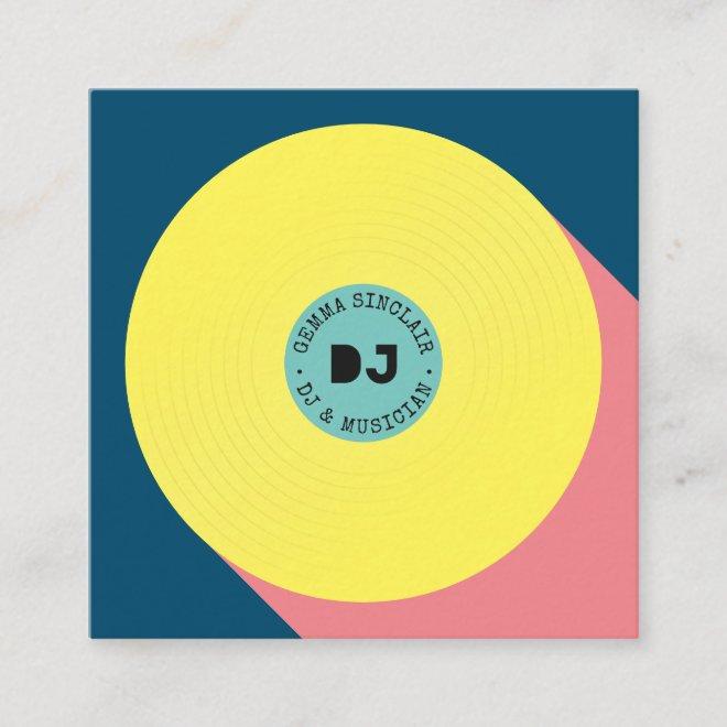 Retro blue yellow modern music dj vinyl musician square