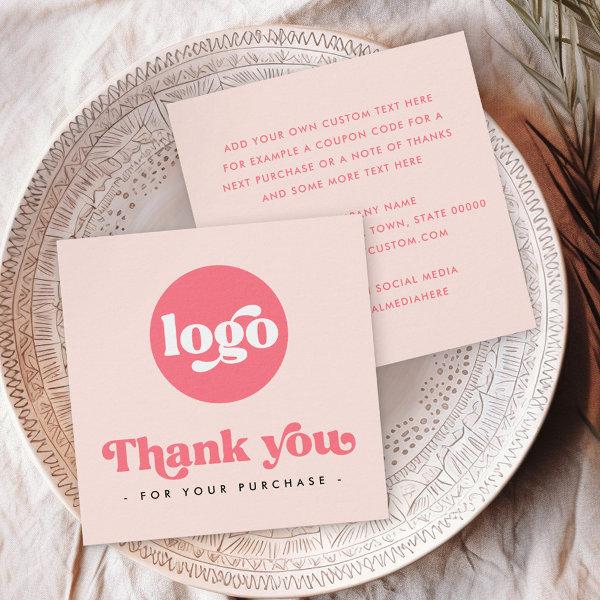 Retro blush pink business thank you insert card