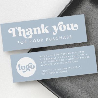 Retro boho logo dusty blue thank you insert card