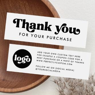 Retro boho logo white thank you insert card