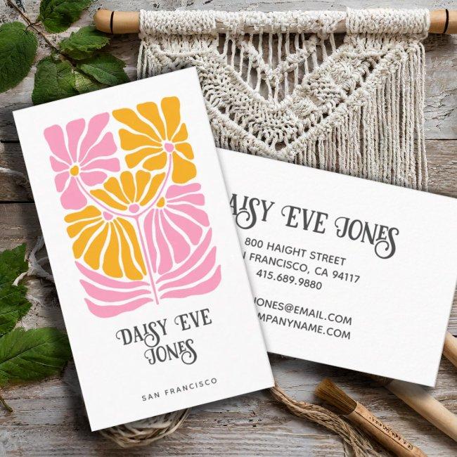 Retro Boho Pink Gold Orange Floral
