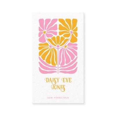 Retro Boho Pink Gold Orange Floral