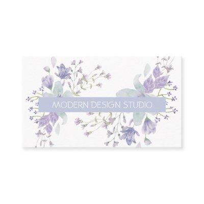 Retro botanical floral watercolor dusty blue lilac