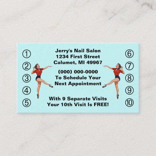 Retro Business Punch Cards Ladies Happy Lady