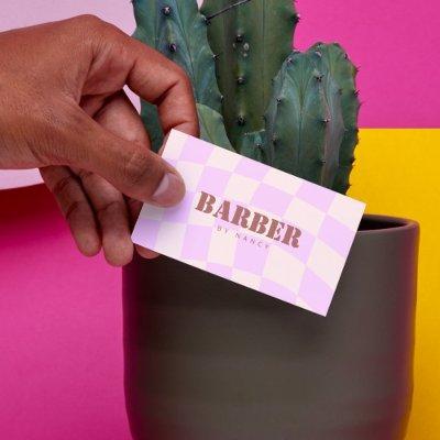 Retro Checkerboard Swirl Pink barber