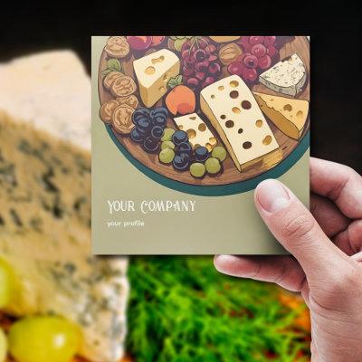 retro cheese platter with grapes  square