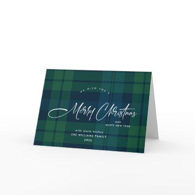 Retro Christmas Tartan Plaid Photo Greeting Holiday Card