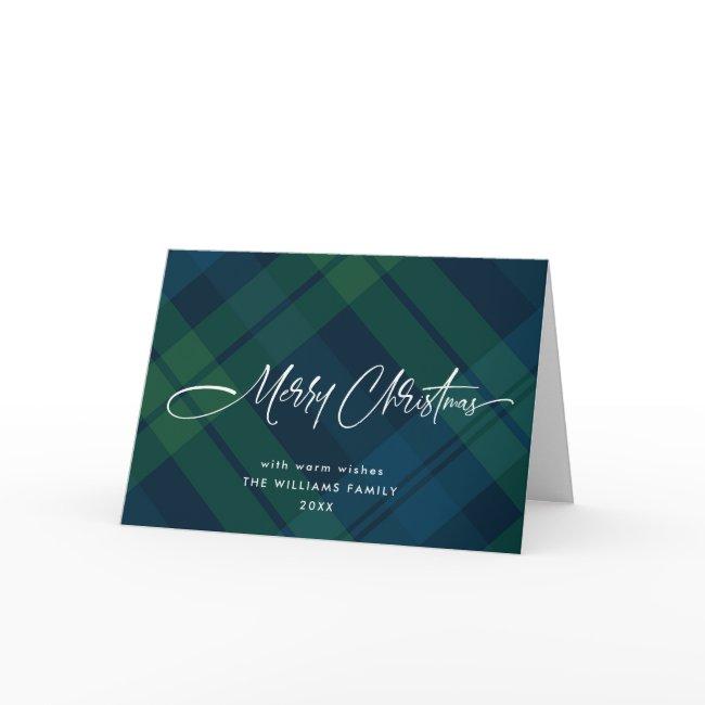 Retro Christmas Tartan Plaid Photo Greeting Holiday Card