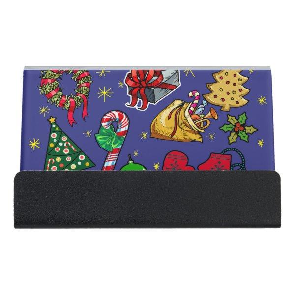 Retro Christmas Vintage Colorful Blue Red Green Desk  Holder