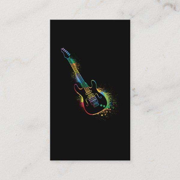 Retro Colorful Guitar Rock and Roll Music Lover