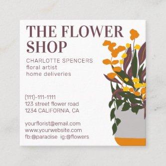 Retro editable  floral illustration florist square square