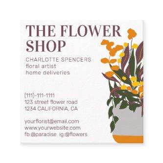 Retro editable  floral illustration florist square square