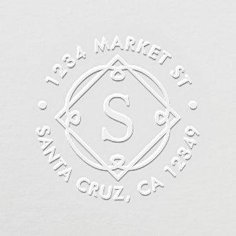 Retro Frame Custom Monogram Initial Return Address Embosser