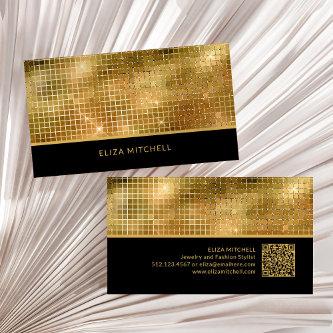 Retro Gold Disco Ball Mirror | QR Code