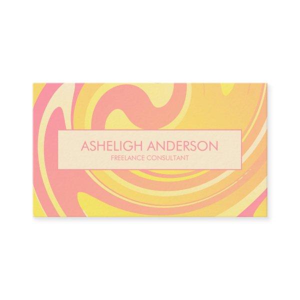 Retro Groovy 70s Pink + Yellow Abstract Swirls